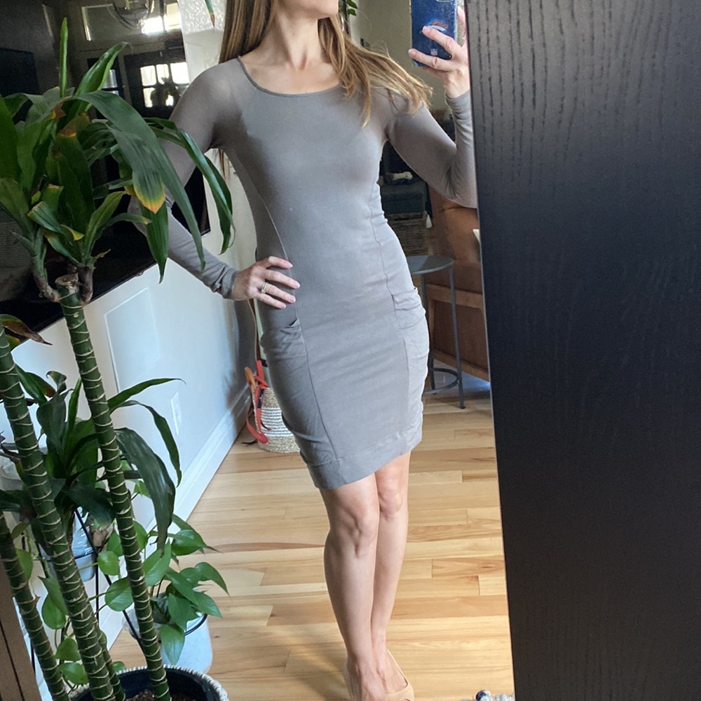 BCBG fitted sweater dress with pockets